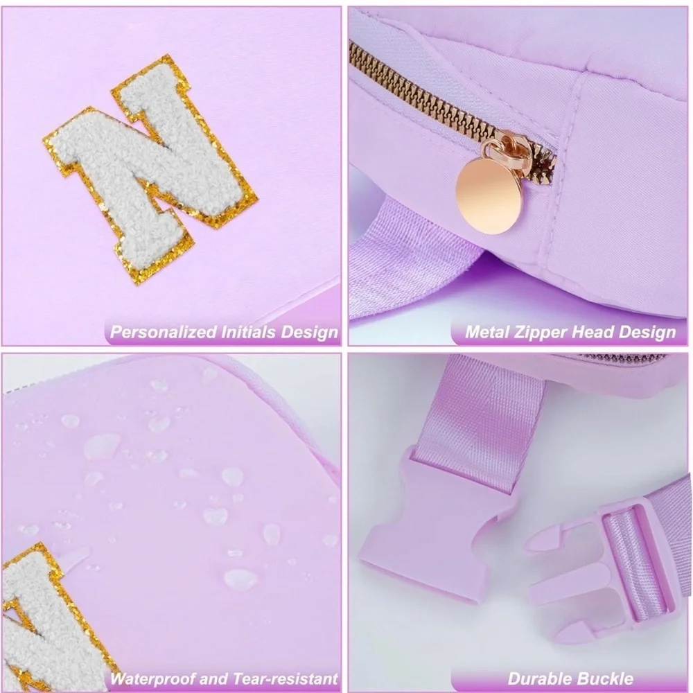 N Lavender Kids Belt Bag with Glitter Initial